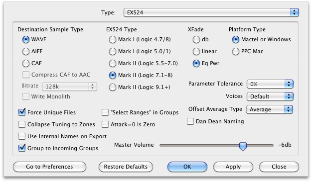 EXS24 Preferences