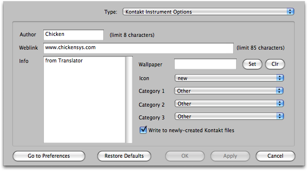 Kontakt Instrument Preferences