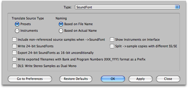 SoundFont Preferences
