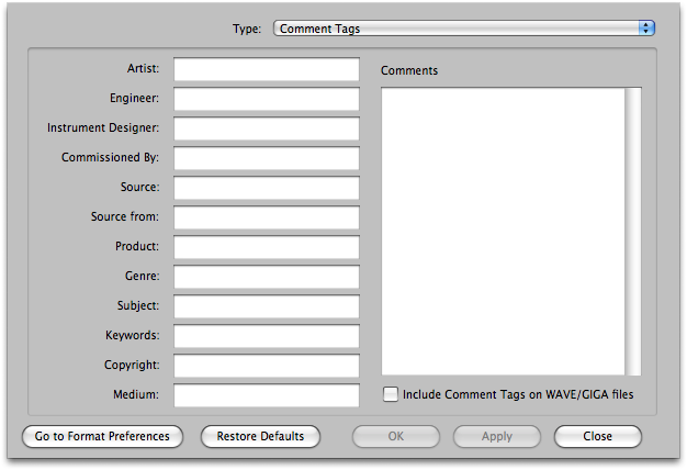 Comment Tags Preferences