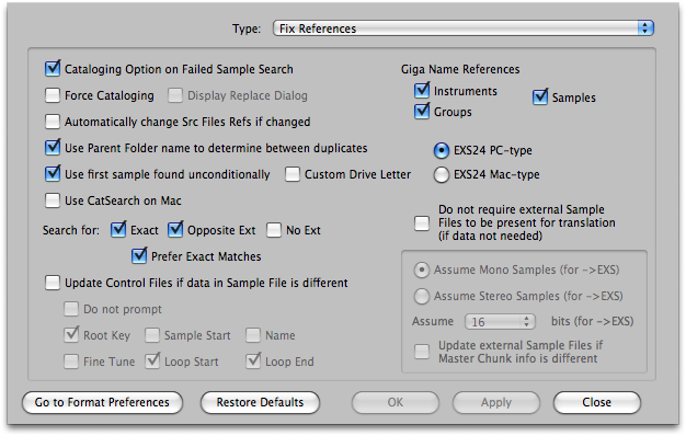 Fix References Preferences