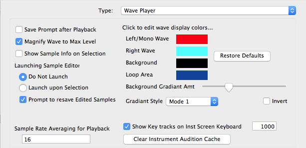 Waveplayer Preferences